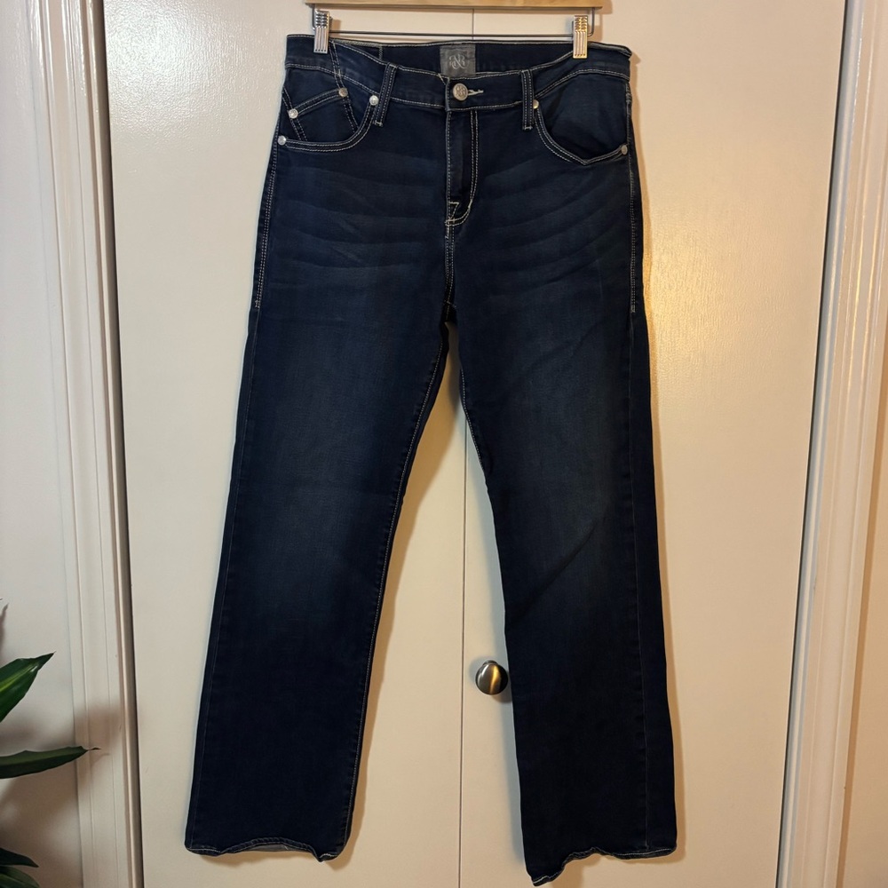 Rock & Republic Kasandra Bootcut Jeans Dark Wash Flap Pocket Sz 34x33 Y2K
